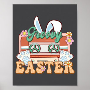 Poster Lapin Cette Retro Groovy Jour de Pâques _1