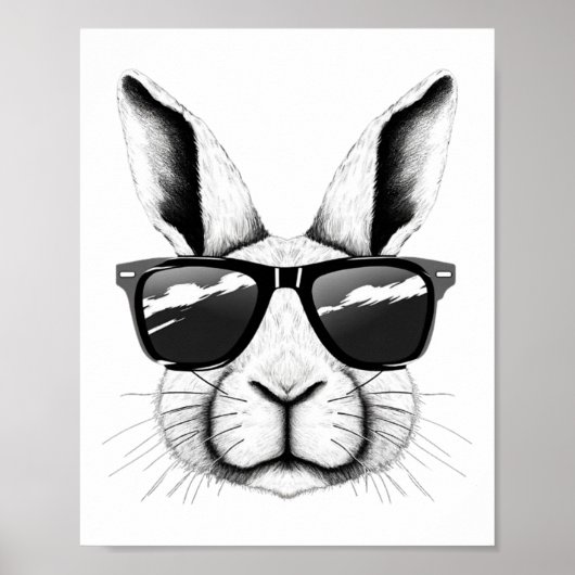 Poster Lapin Cool Lunettes de soleil Drôle de Pâques Lapi (Devant)