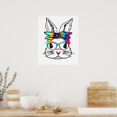 Poster lapin cravate mourir, rétro, vintage (Cuisine)