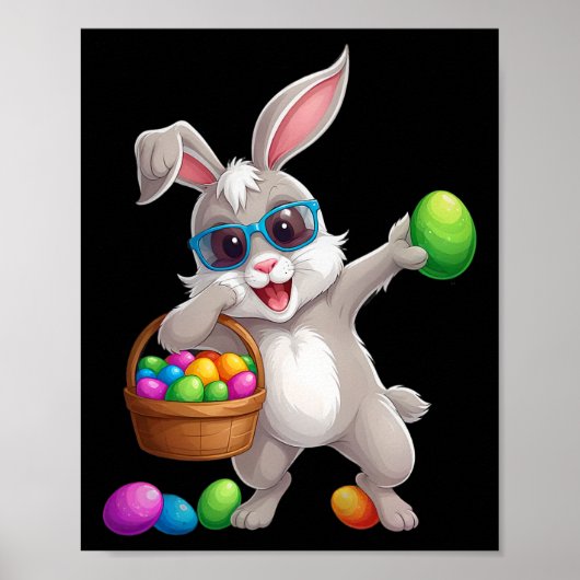 Poster Lapin Dabbing drôle de Pâques (Devant)