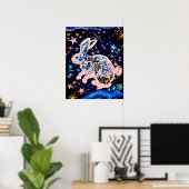 Poster Lapin dans le ciel avec étoiles (Bureau à domicile)