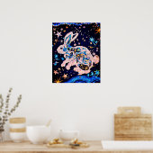 Poster Lapin dans le ciel avec étoiles (Cuisine)