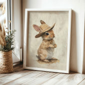 Poster Lapin d'art animal Whimsical rustique avec Casquet