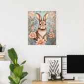 Poster Lapin de bébé mignon floral pastel (Bureau à domicile)