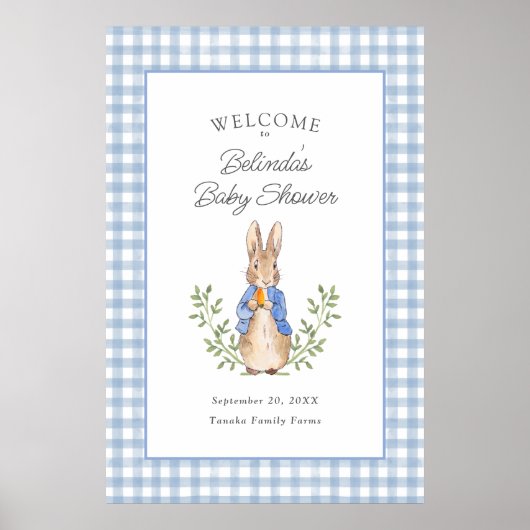 Poster Lapin de conte de fées classique bleu Bienvenue à  (Devant)