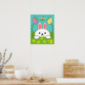 Poster Lapin de dessin animé blanc mignon (Cuisine)