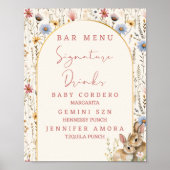 Poster Lapin de Fleur Sauvage Rustique Beige Bar de Boiss (Devant)