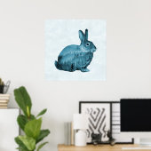 Poster Lapin de Forêt Misty - Bleu (Bureau à domicile)