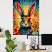 Poster Lapin de jardin arc-en-ciel (Bureau à domicile)