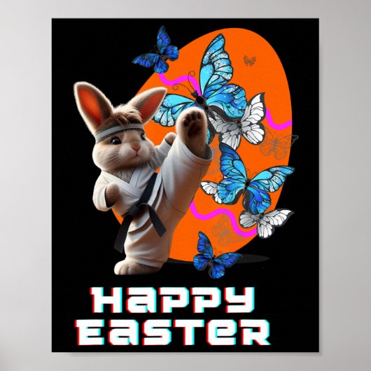 Poster Lapin de karaté de Pâques (Devant)