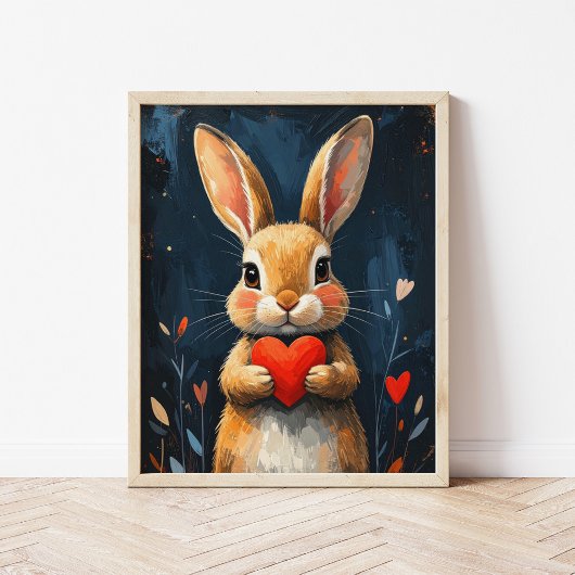 Poster Lapin de la Saint-Valentin mignon art moderne
