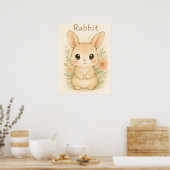 Poster Lapin de lapin mou - Aquarelle douce (Cuisine)