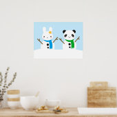 Poster Lapin de neige et panda de neige (Cuisine)