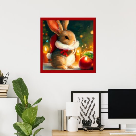 Poster Lapin de Noël 1 (Bureau à domicile)