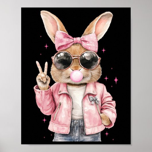 Poster Lapin de Pâques à Imprimé Léopard Soufflant du Bub (Devant)