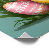 Poster Lapin de Pâques Adorable Fleurs de Printemps Œufs  (Coin)