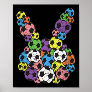 Poster Lapin de Pâques amateur de football Tête Ll Chasse