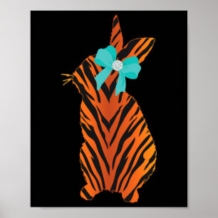 Poster Lapin de Pâques année du tigre 2022 Animal mignon