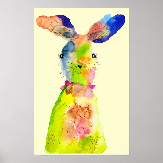 Poster lapin de Pâques aquarelle mignonne (Devant)