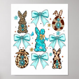 Poster Lapin de Pâques aux rubans Coquette Œufs de Lapin