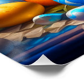 Poster Lapin de Pâques blanc baroque avec des oeufs (Coin)