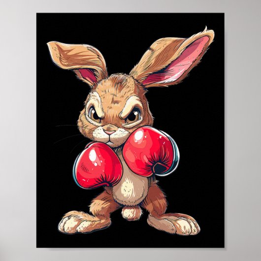 Poster Lapin de Pâques Boxeur de Boxe de Kickboxing Marti (Devant)