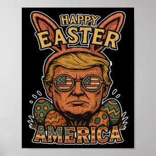 Poster Lapin de Pâques chasse aux œufs de Trump Joyeuses