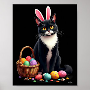 Poster Lapin de Pâques Chat Œuf Esquis