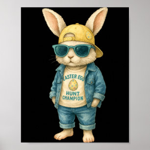 Poster Lapin de Pâques cool avec des lunettes de soleil p