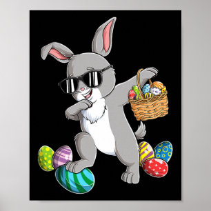 Poster Lapin de Pâques Cool Dabbing Bunny Œuf Pâques Garç