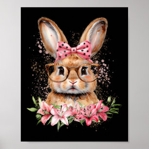Poster Lapin de Pâques Coquette Arc Fleur Jour de Pâques