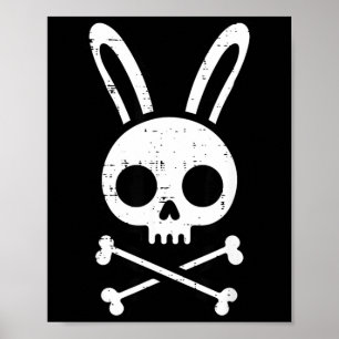 Poster Lapin de Pâques Crâne Os Croix Lapin Gothique Homm