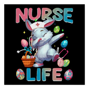 Poster Lapin de Pâques Dabbing Vie de Infirmière Mignonne