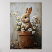 Poster Lapin de Pâques dans un pot de fleurs imprimé, Rus (Devant)