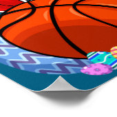 Poster Lapin de Pâques de basketball mignon (Coin)