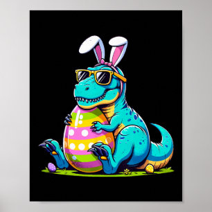 Poster Lapin de Pâques dinosaure Œuf Happy Eastrawr T Rex