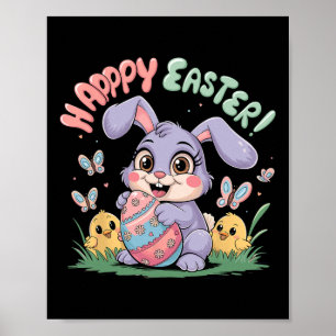 Poster Lapin de Pâques drôle et heureux pour tout-petit E