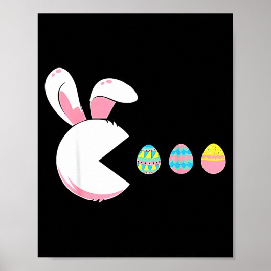 Poster Lapin de Pâques drôle qui regarde l'oeuf de printe (Devant)
