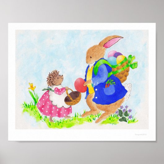 Poster lapin de Pâques et Heddy hérisson (Devant)