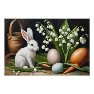 Poster Lapin de Pâques et Lily des Fleurs de Vallée
