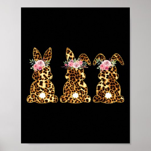 Poster Lapin de Pâques Floral Léopard Mignon pour Femmes (Devant)