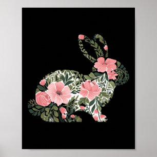 Poster Lapin de Pâques Floral Printemps Rabbit mignonne B