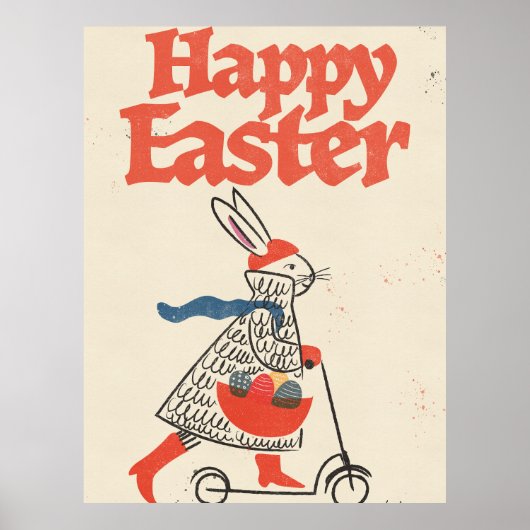 Poster Lapin de Pâques heureux (Devant)
