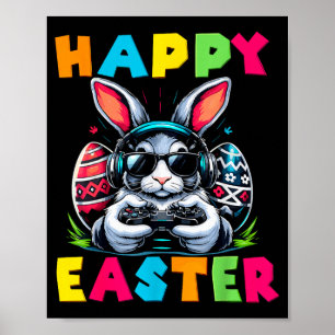 Poster Lapin de Pâques heureux drôle de jeu hommes femmes