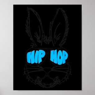 Poster Lapin de Pâques Hip Hop heureux visage avec lunett