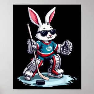 Poster Lapin de Pâques jouant au hockey Halloween
