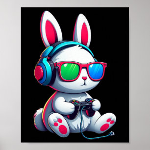 Poster Lapin de Pâques Joueur de Vidéo Jeux Garçons Homme