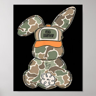 Poster Lapin de Pâques Joyeux Chasseur d'Œufs de Printemp