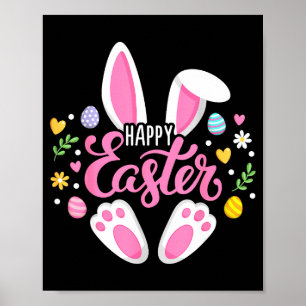 Poster Lapin de Pâques joyeux équipe de chasse aux œufs d