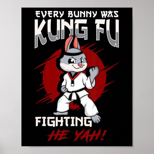 Poster Lapin de Pâques Karaté Chaque Lapin Faisait du Kun (Devant)